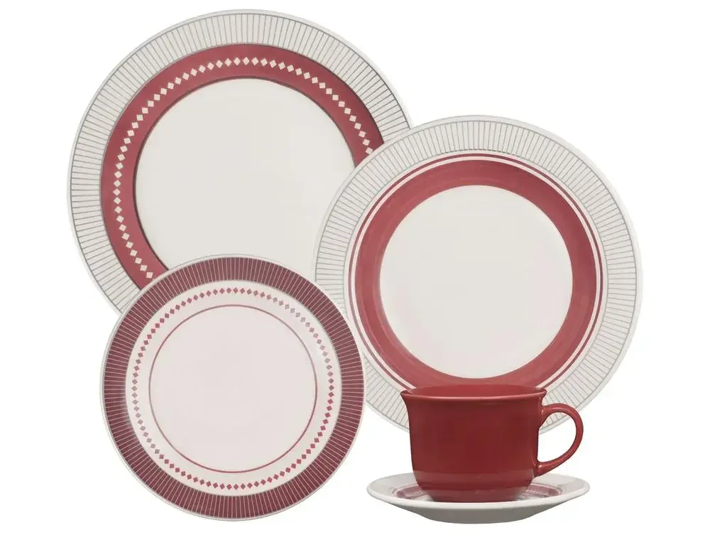 Aparelho de Jantar e Chá 20 Peças Biona Redondo Cerâmica Donna 24 Marsála - AliExpress 15
