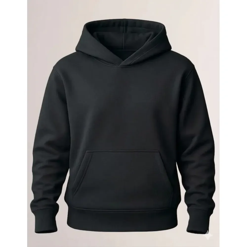 Moletom Liso Algodão Unissex Blusa De Frio Canguru Flanelado G Preto