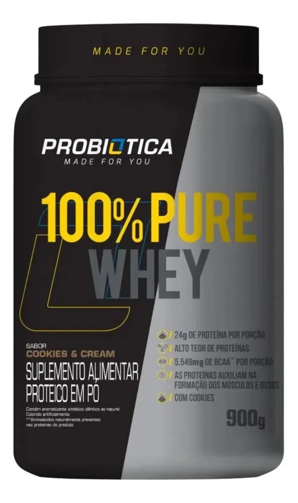 Whey Protein 100% Pure Probiotica Cookies 900g Cookies And Cream