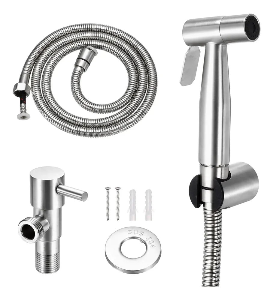 Ducha Higiênica 1/4 Volta 304 Inox Mangueira De Aço Inox