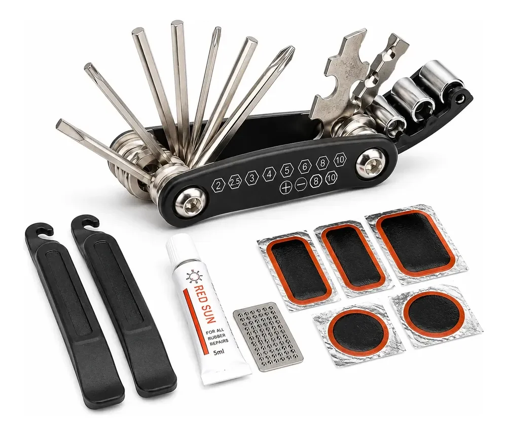 Kit Ferramentas Reparos Bike Pneu Canivete