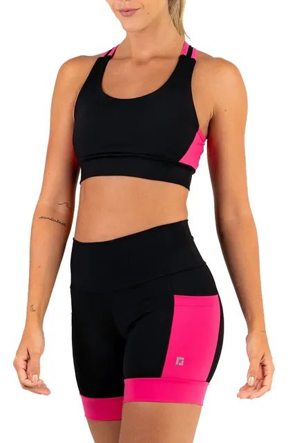 Conjunto Academia Zero Transparência Top E Shorts Com Bolsos