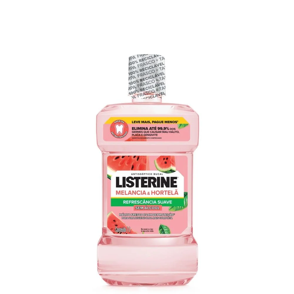 Listerine Enxaguante Bucal Melancia & Hortelã Sem Álcool, 1L