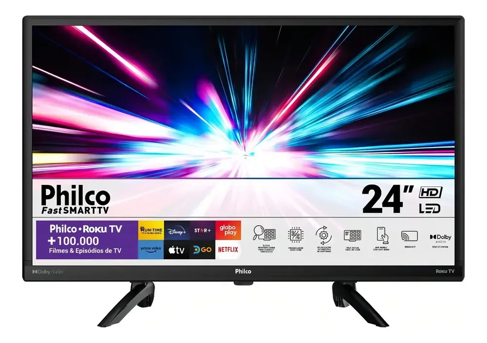 Smart TV de 24" Philco Roku TV PTV24G5YR2CP LED - Preto