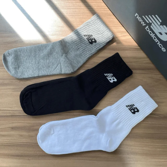 Meia de Algodão Cano Longo com Calcanhar 3 pares New Balance