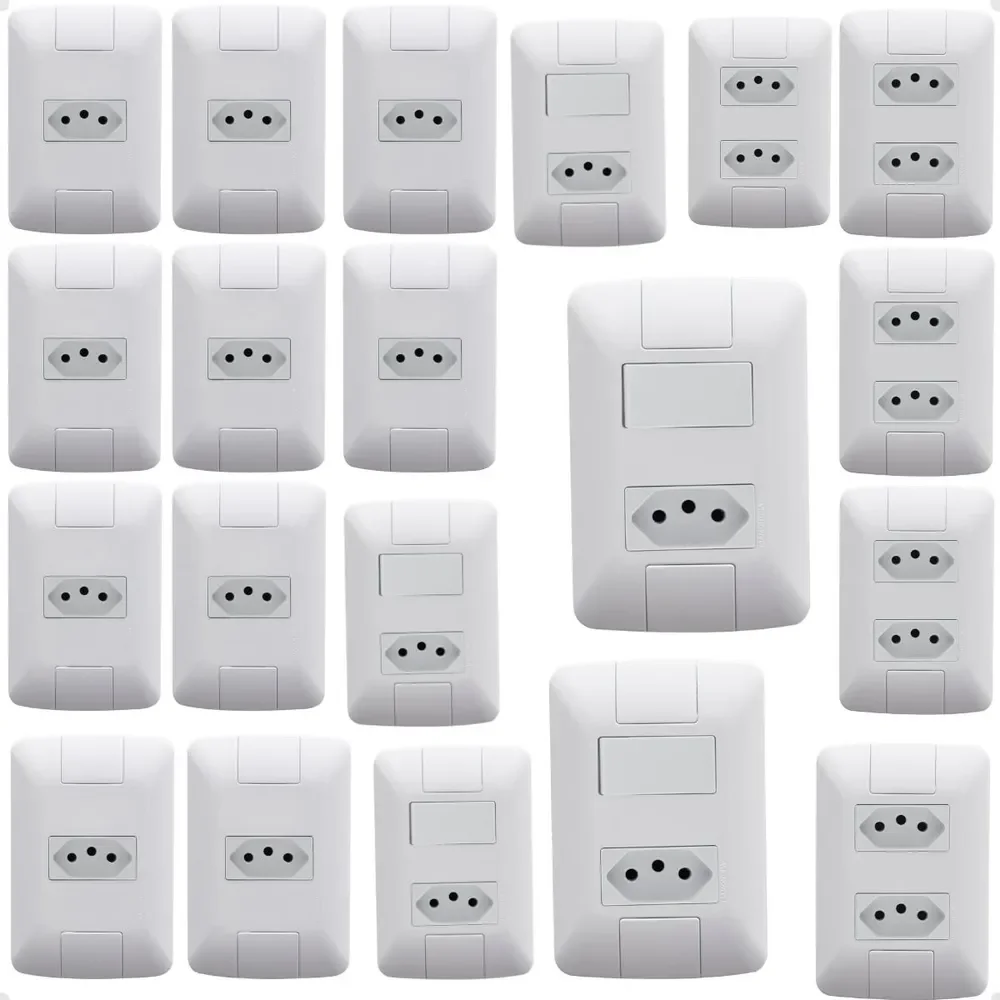 15 Tomadas Tramontina E 5 Interruptor Aria Completa Oferta Branco