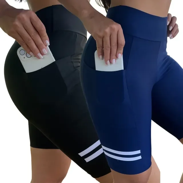 Kit 2 Bermuda Fitness Feminina C Bolso Para Celular Academia