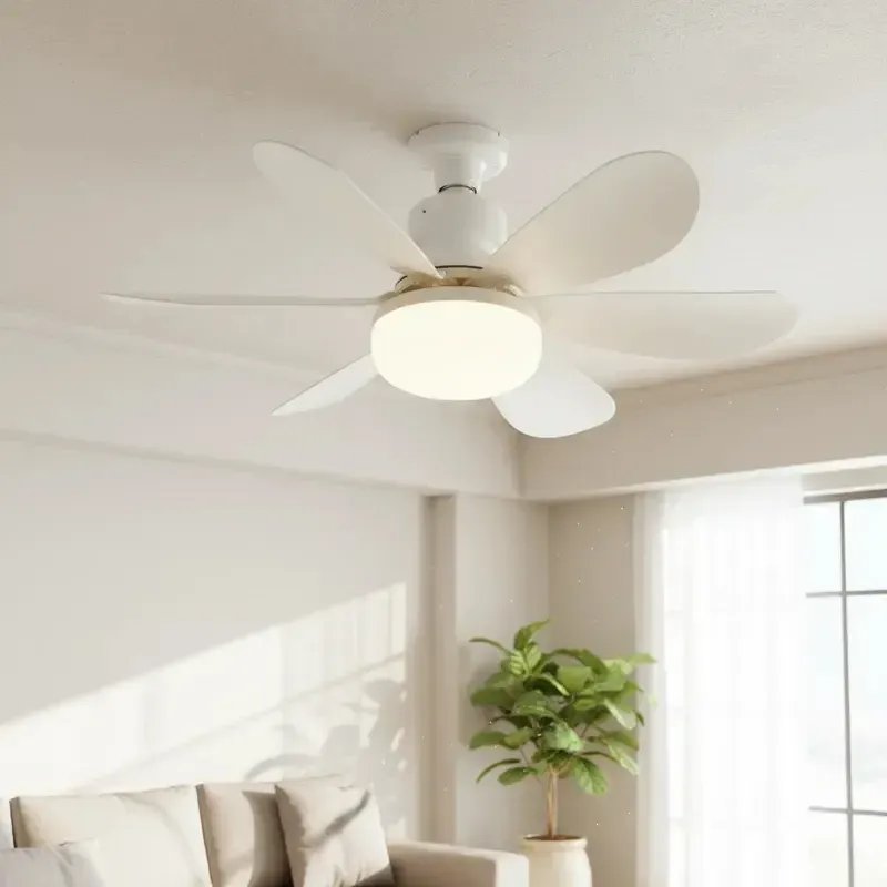 Lâmpada Ventilador De Teto  Hélices Controle Remoto Luz Mudo Branco 127/220v Plástico 5