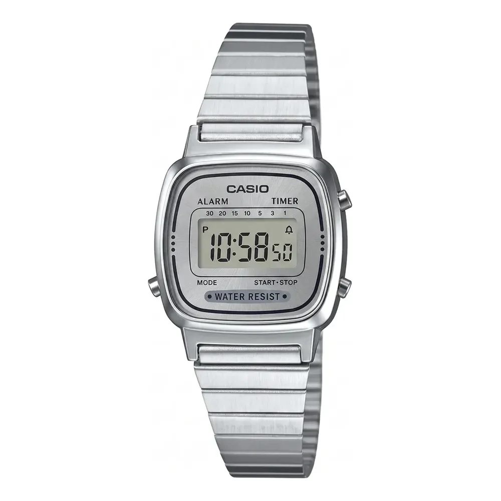 Relógio Feminino Casio Vintage Mini Ícone Retrô Prata Prateado Cinza