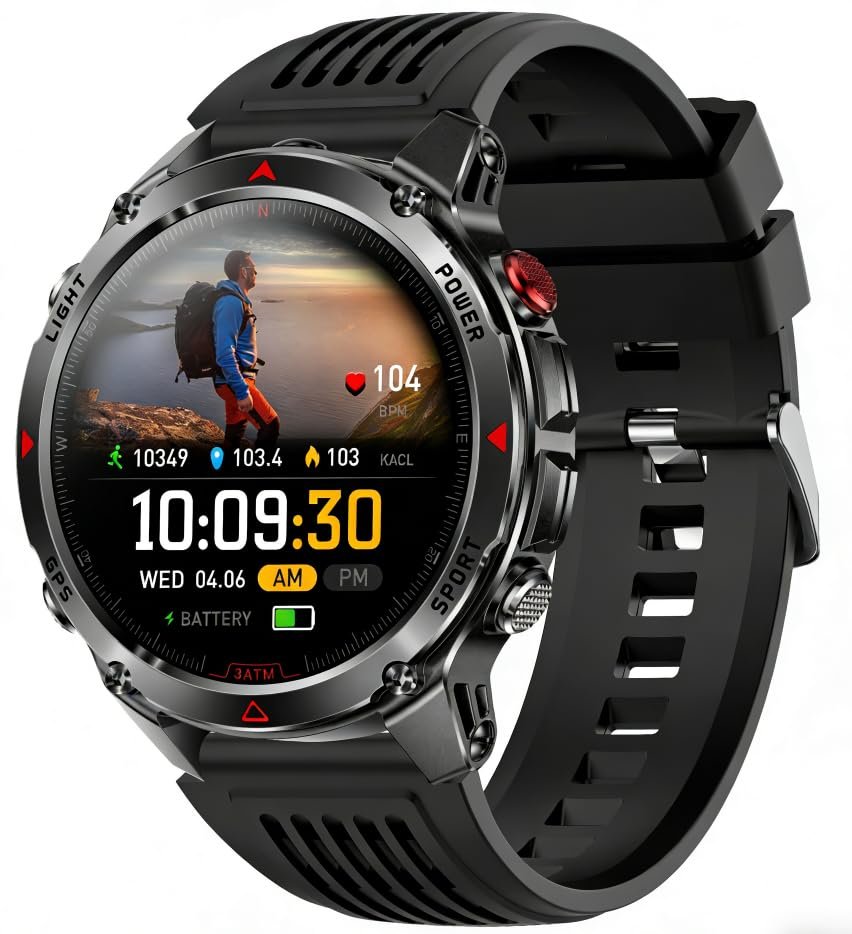 Smartwatch Relógio Inteligente GPS 3ATM Grau Militar Água Lanterna 540mAh