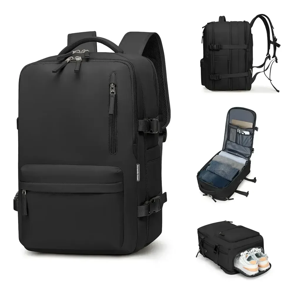Mochila Viagem Impermeavel Executiva Grande Para Notebook Preto Liso