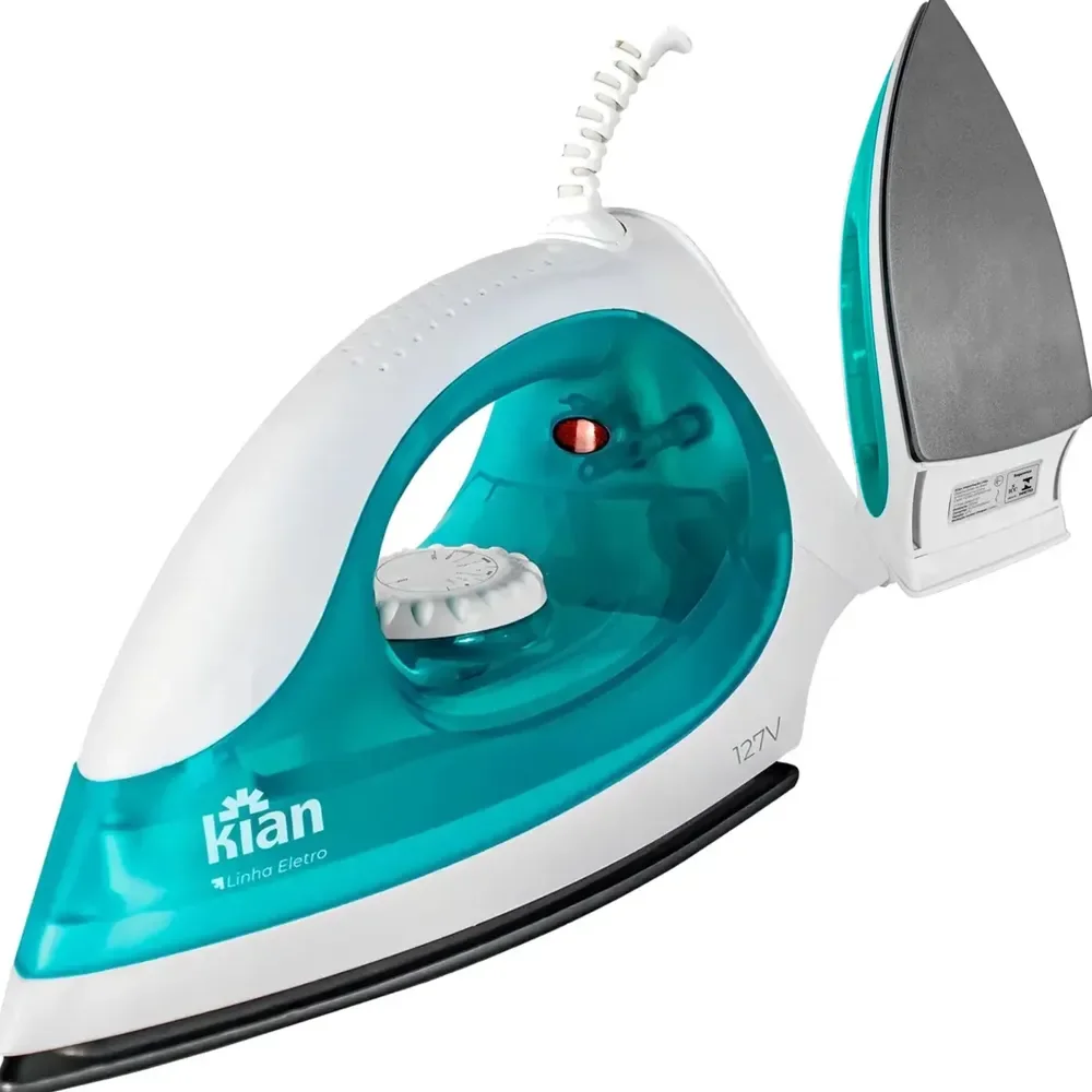 Ferro De Passar A Seco Kian Fp100 1300w Com Base Antiaderente E Controle De Temperatura Verde 127v