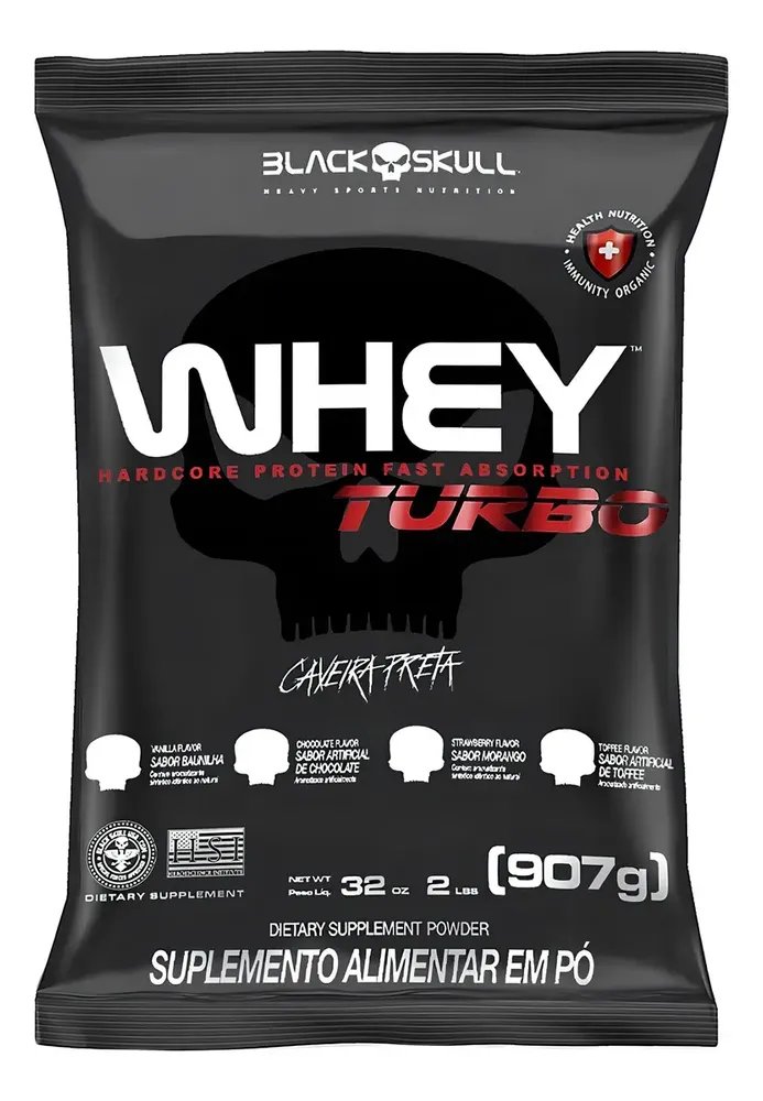Turbo Whey Protein Nutri Concentrado Caveira Preta Sabor Baunilha