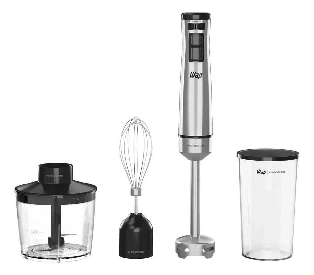 Mixer 3 Em 1 WAP WM1 Processador Portátil Inox com Batedor de Claras