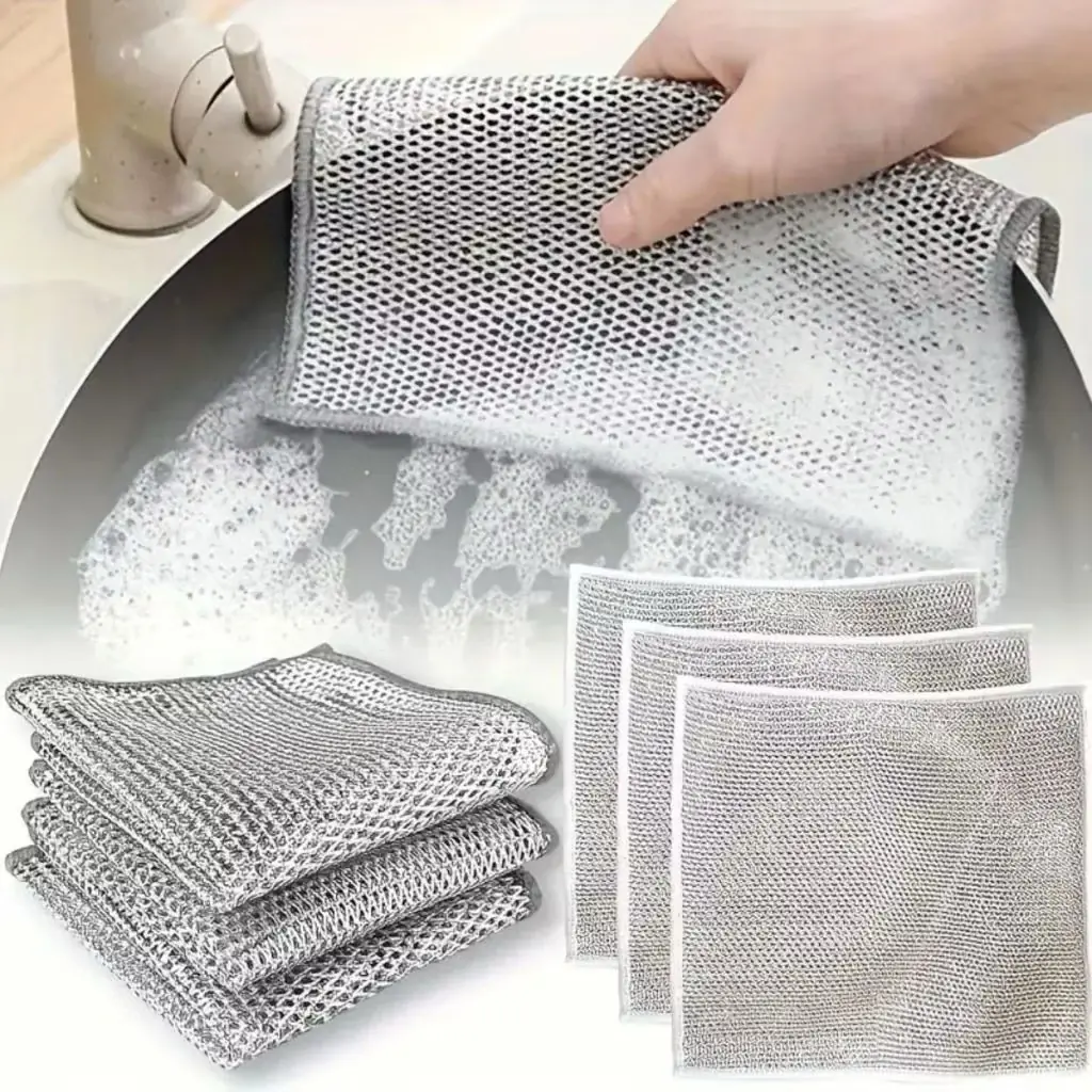 Kit 5/10/15/20 Panos De Limpeza Aço Premium Arear Panela Fogão Toalha Louça Tira Gordura Reutilizável