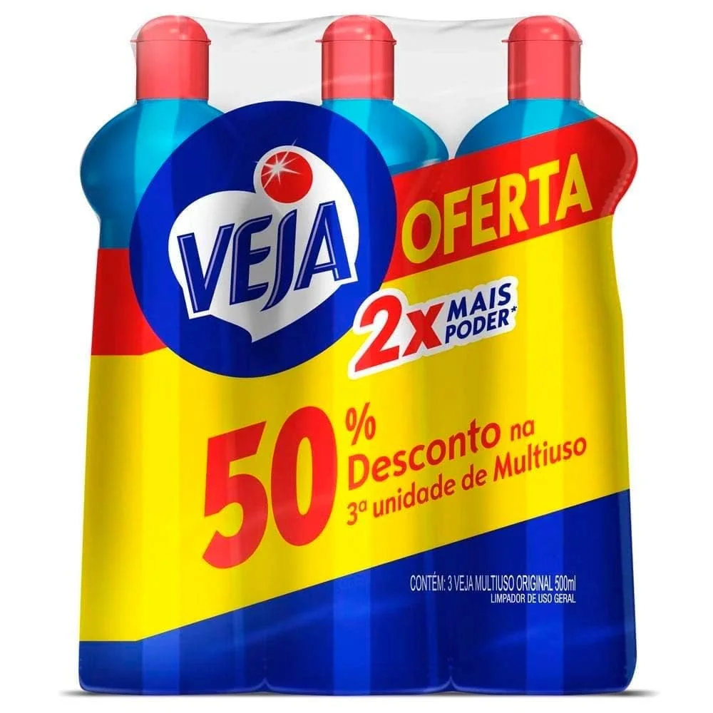 Limpador Multiuso Veja Gold Original com 3 unidades de 500ml