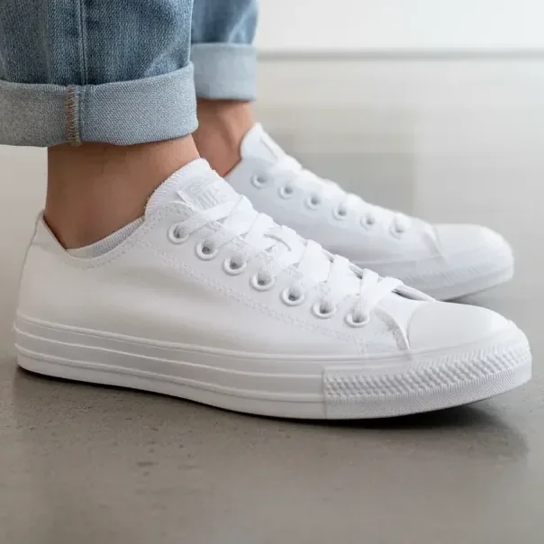 Tênis Converse Chuck Taylor Curto Tecido Adulto Branco/branco/branco Liso 39 Br