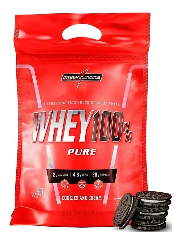 Sachet Whey 2w Integralmédica Isolado E Concentrado 100% 907g Sabor Cookies em Po