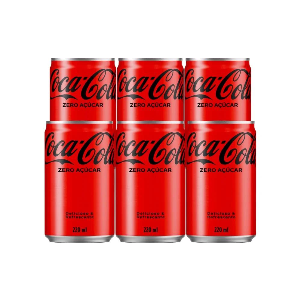 Pack de Coca-Cola sem açucar Lata 220mL 6 unidades