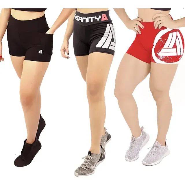 Kit 3 Shorts Feminino Insanity Fitness Force + Chalk + Hard