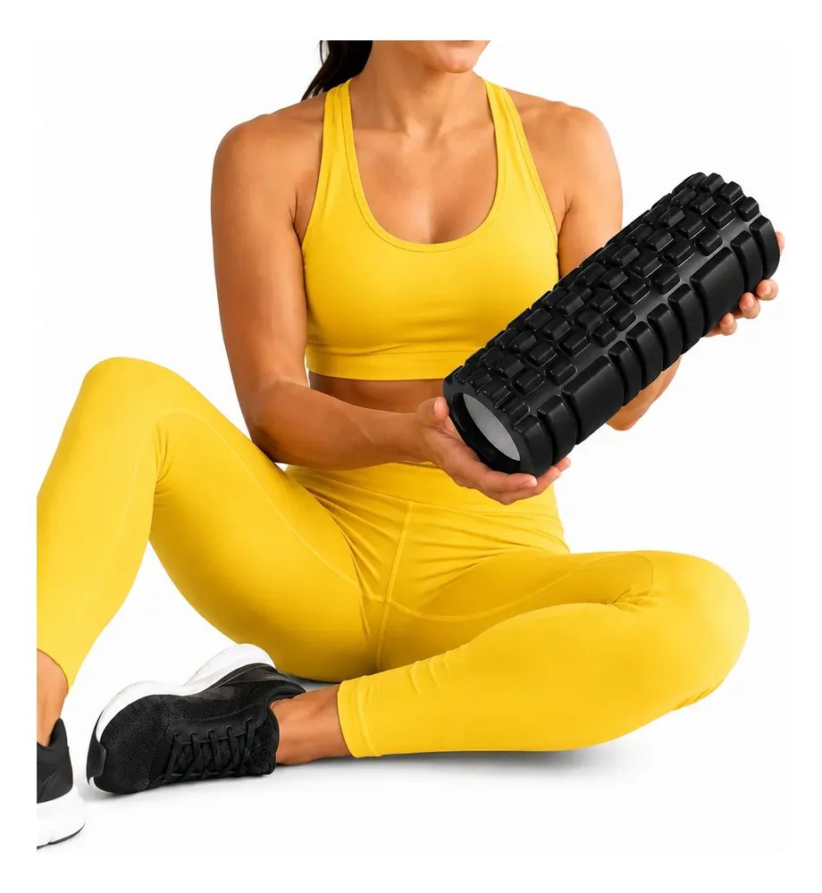 Rolo De Liberação Miofascial Massagem Fisioterapia Pilates Preto