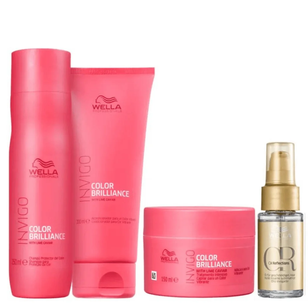 Kit Brilliance Shampoo Cond Máscara e Oil Reflections - Wella