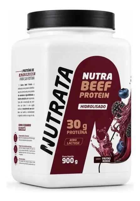 Proteína Nutrata Beef Protein 900g Pó Frutas Roxas