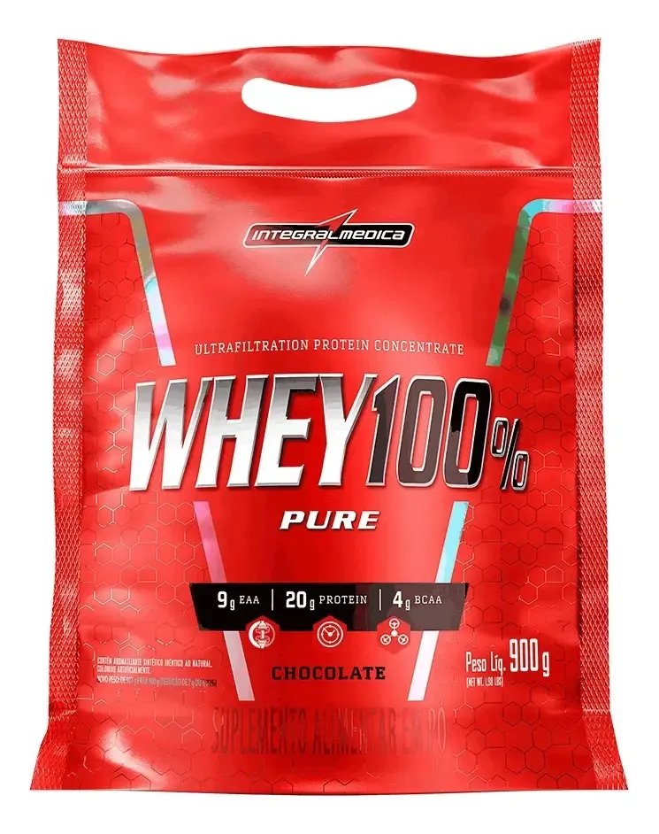 Whey 100% Pure Pouch 900g Chocolate Integralmédica Chocolate