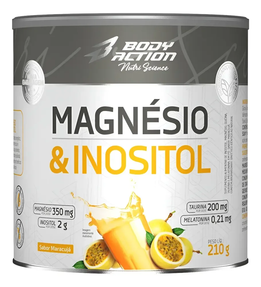 Magnésio E Inositol Taurina Melatonina 210g Sabor Maracujá Maracujá