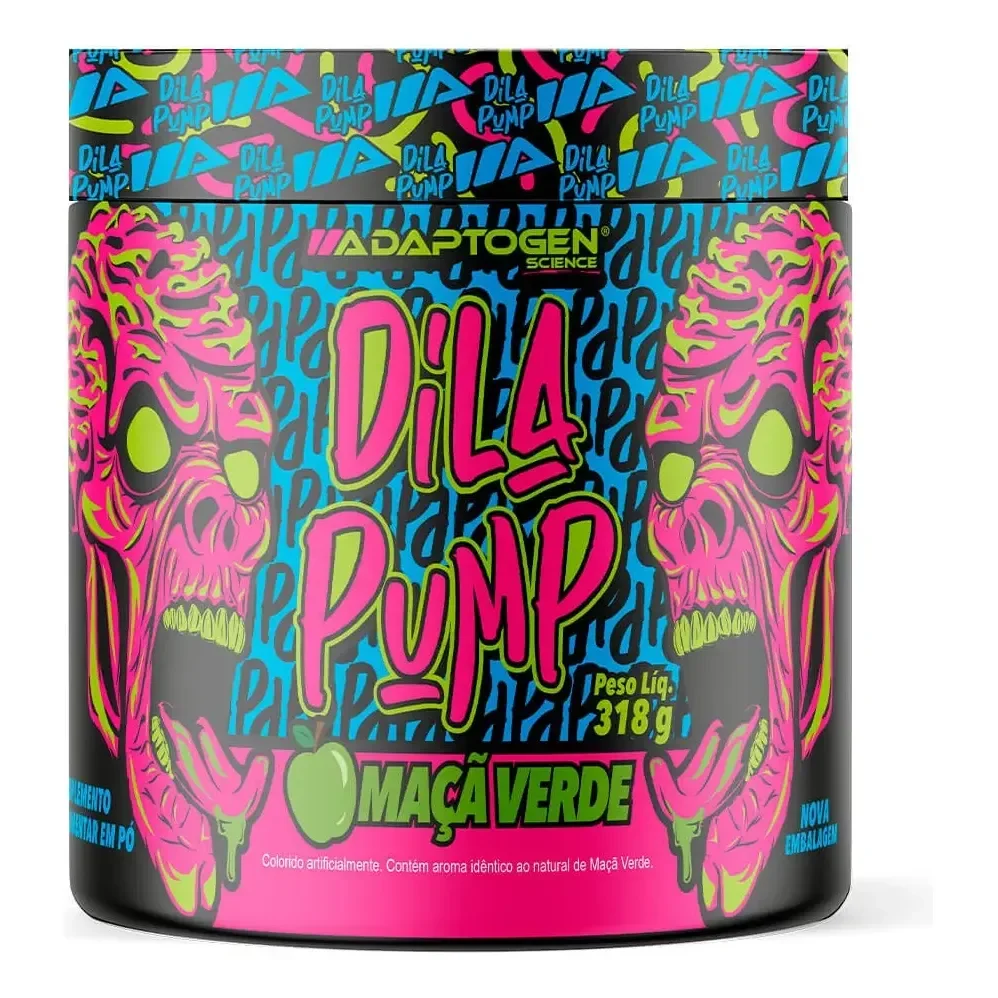 Suplemento Em Pó Dila Pump Pre Treino Sem Cafeína Adaptogen Science Pote De 318g Sabor Maçã Verde
