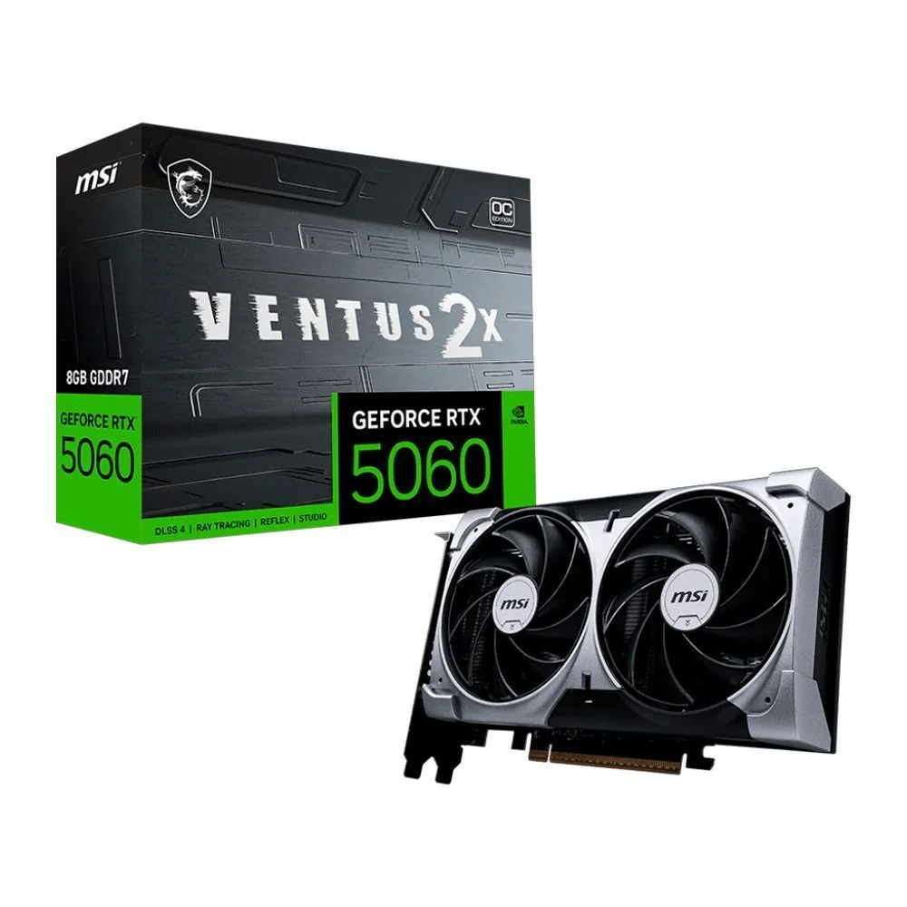 Placa de vídeo NVIDIA GeForce MSI RTX5060 8GB VENTUS 2X OC Blackwell - 912-V537-017