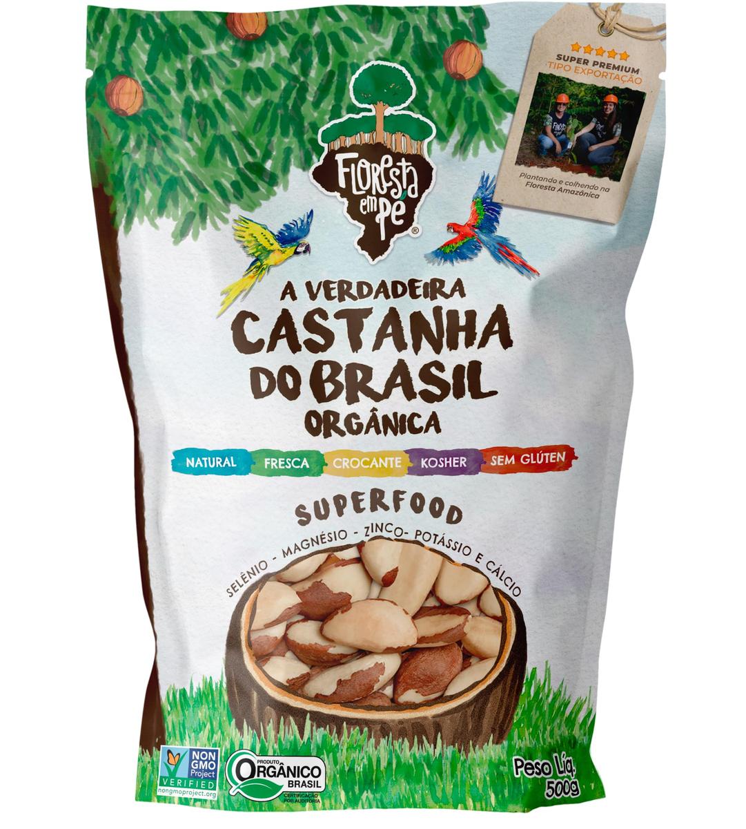 Castanha-do-Pará 500g Orgânica Inteira – Fonte de Proteína Vegetal e Selênio – Vegana, Kosher, Sem Glúten, Sem Conservantes – Floresta em Pé