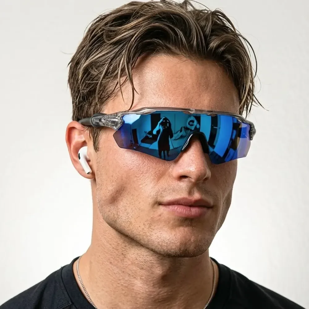 Óculos Esportivo Premium Proteção Uv400 Baixa Pace Ciclismo Cinza Azul Claro