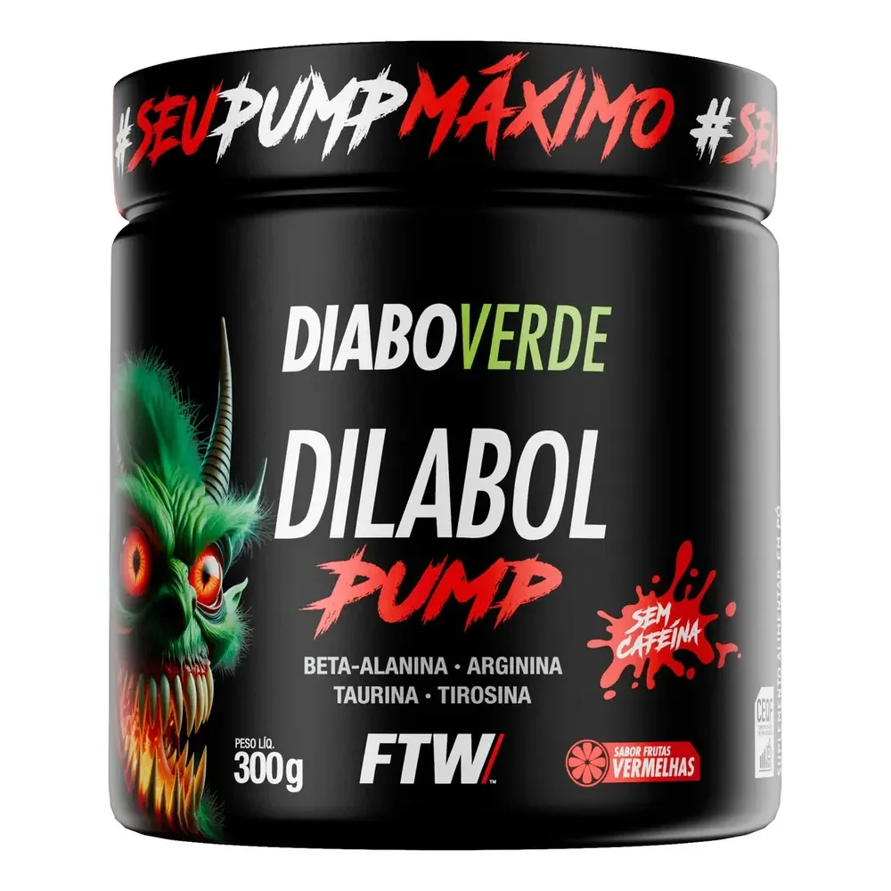 Pré Treino Pre Workout Dilabol Pump Pote 300g Sabor Frutas Vermelhas Diabo Verde - Ftw