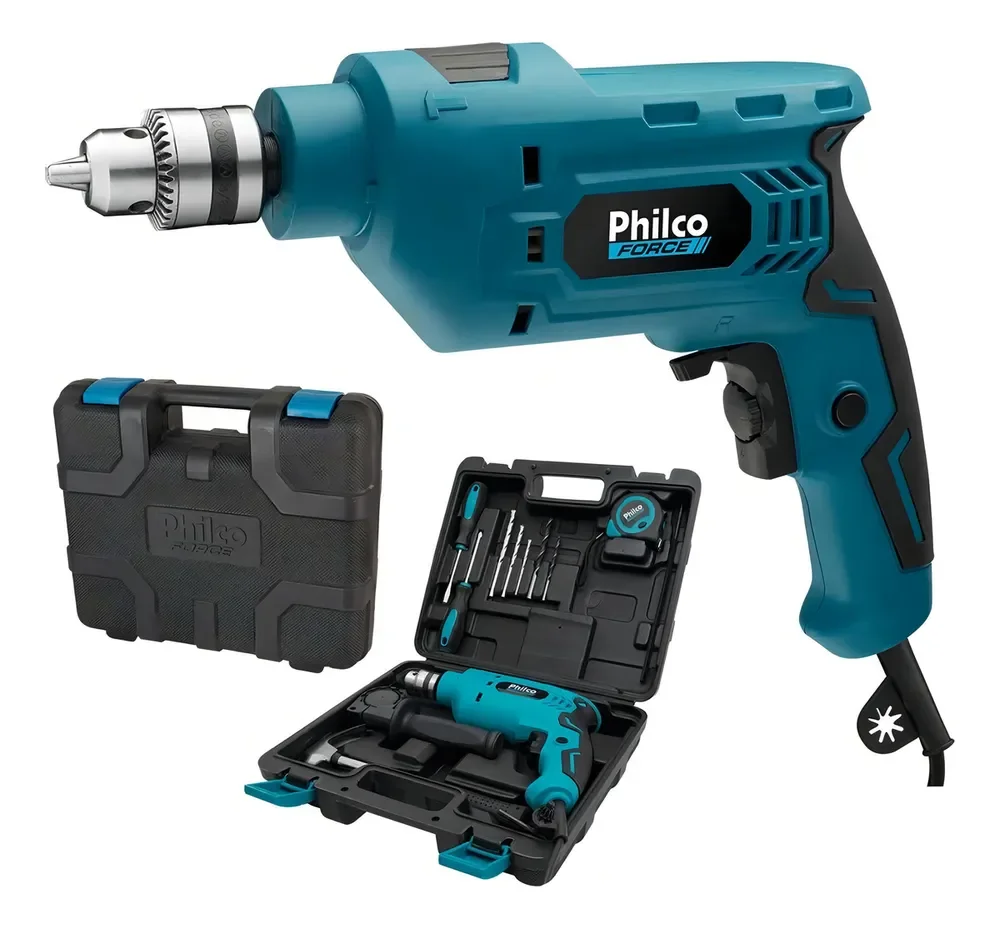 Kit Furadeira De Impacto E Maleta Pfu01mf 650w Philco Cor Azul-turquesa