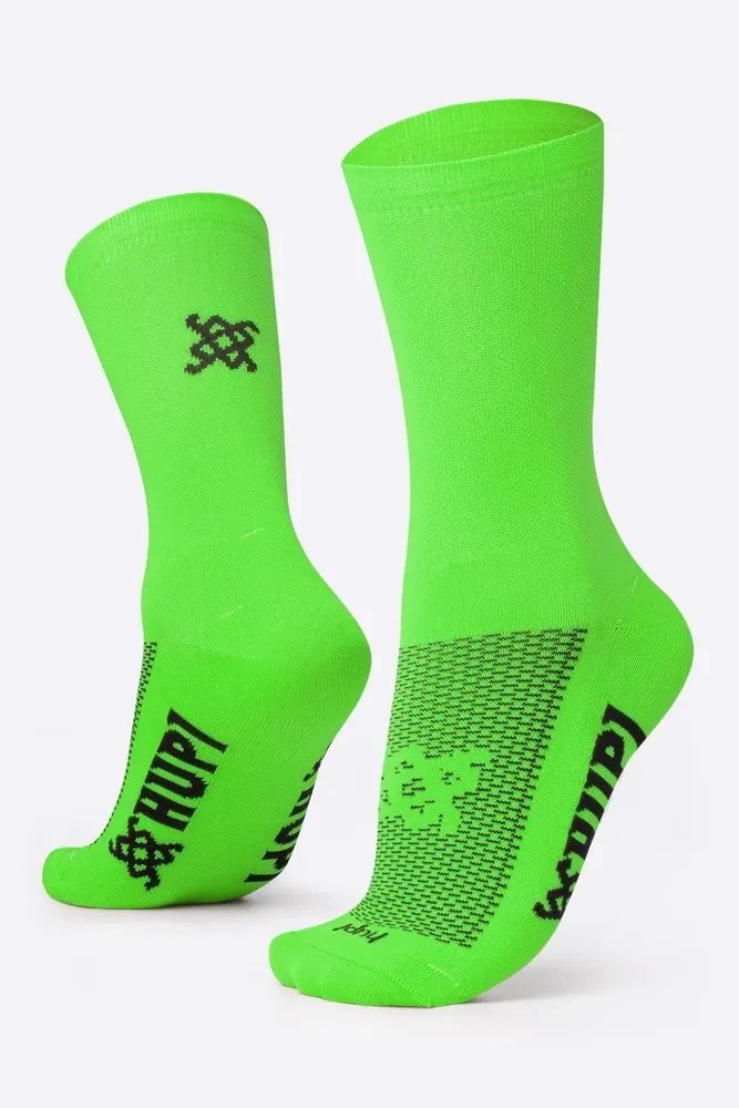 Meia Hupi Sport Verde Neon Liso Verde Neon Geométrica 36-42