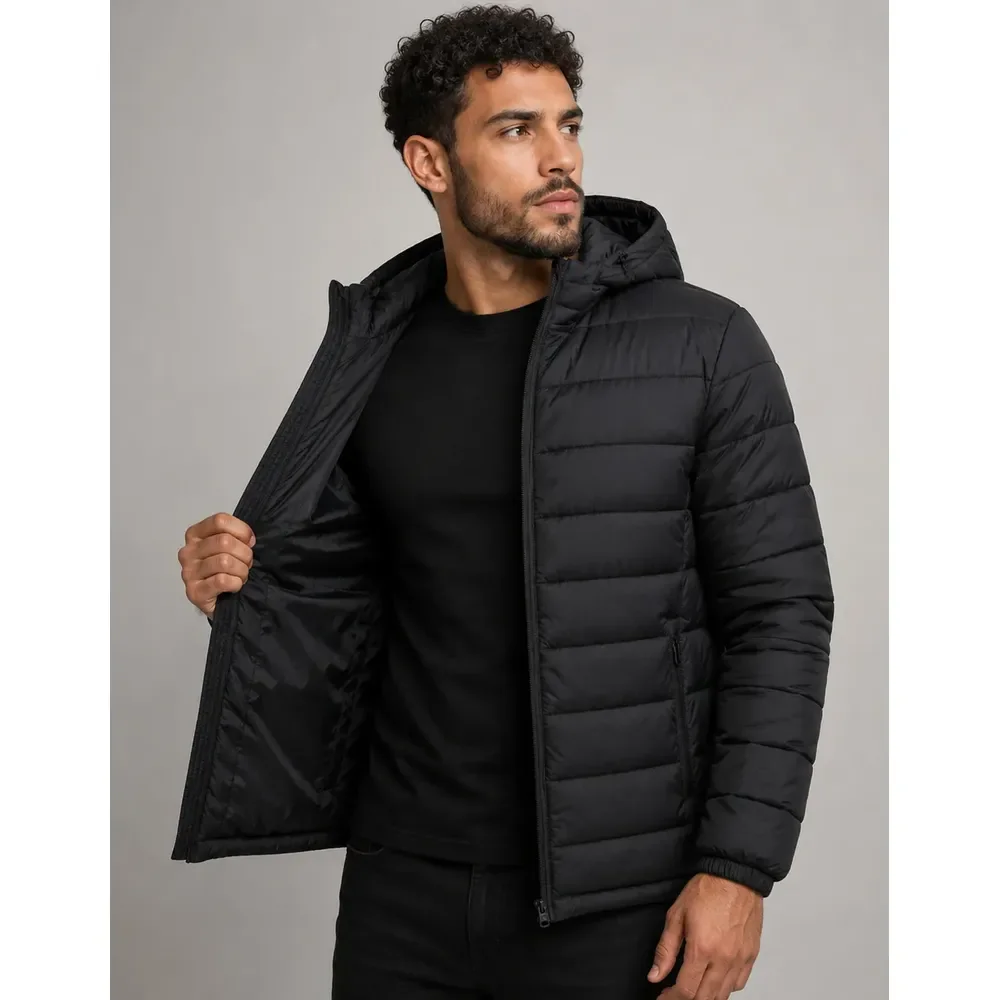 Jaqueta Puffer Bobojaco Corta Vento Nylon Frio Reforçada Preto Gg