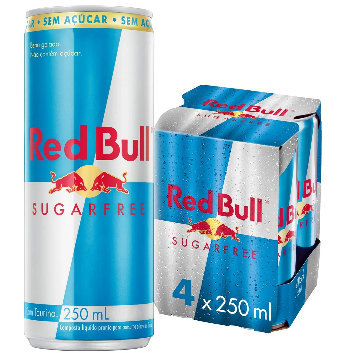 Red Bull Energético, Sugar Free, Sem Açúcar, 250ml, 4 latas