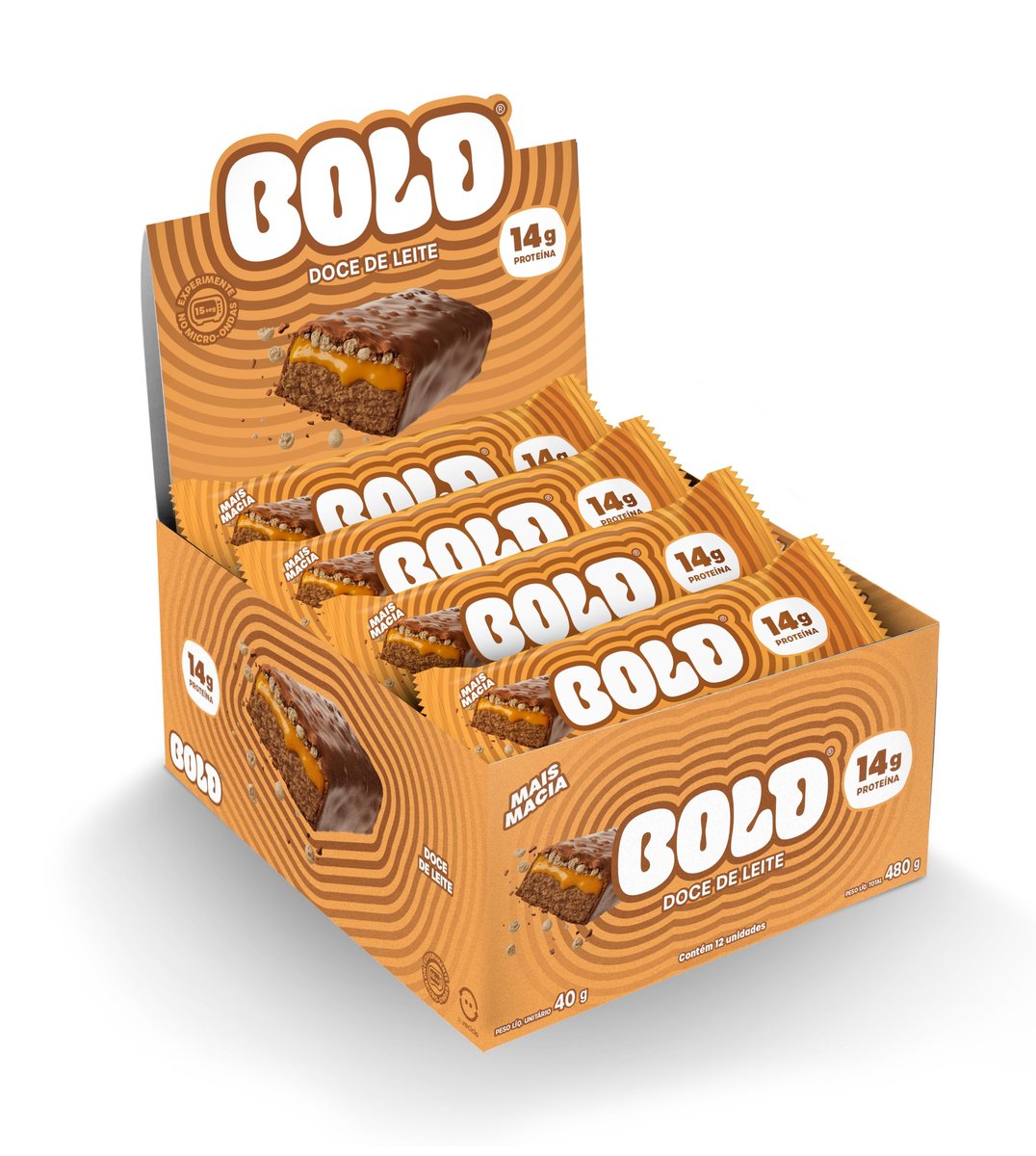 Bold Barra de Proteína Doce de Leite 40g (12 Unidades)