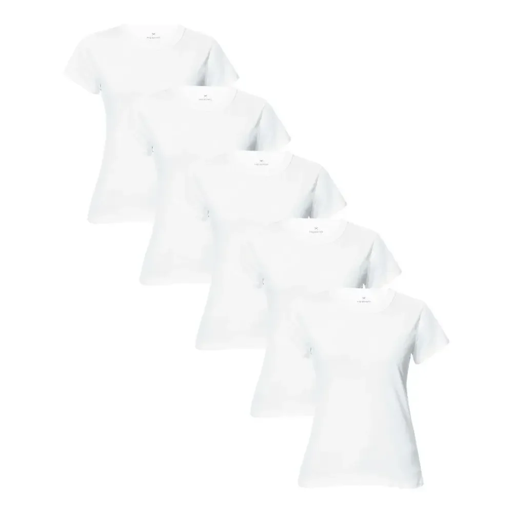 Kit 5 Camisetas Feminina Manga Curta Branca Hering Branco Liso M