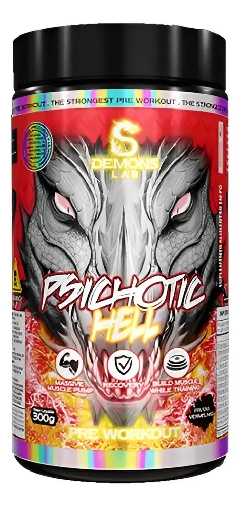 Pre Treino Psichotic Hell Frutas Vermelhas 300g - Demons Lab Frutas Vermelhas