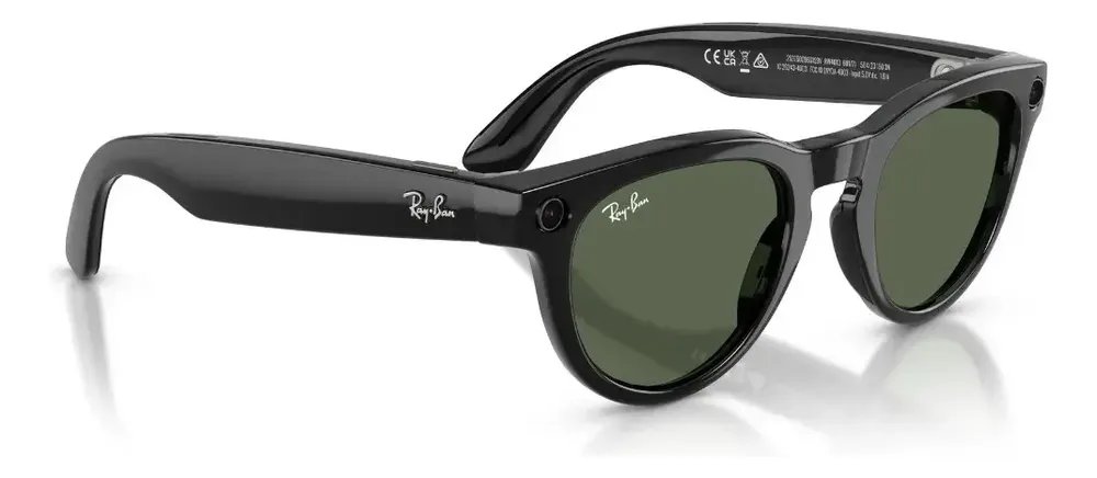 Óculos De Sol Inteligente Meta Headliner Gen 2 Ray-ban Verde G-15 Preto Brilhante