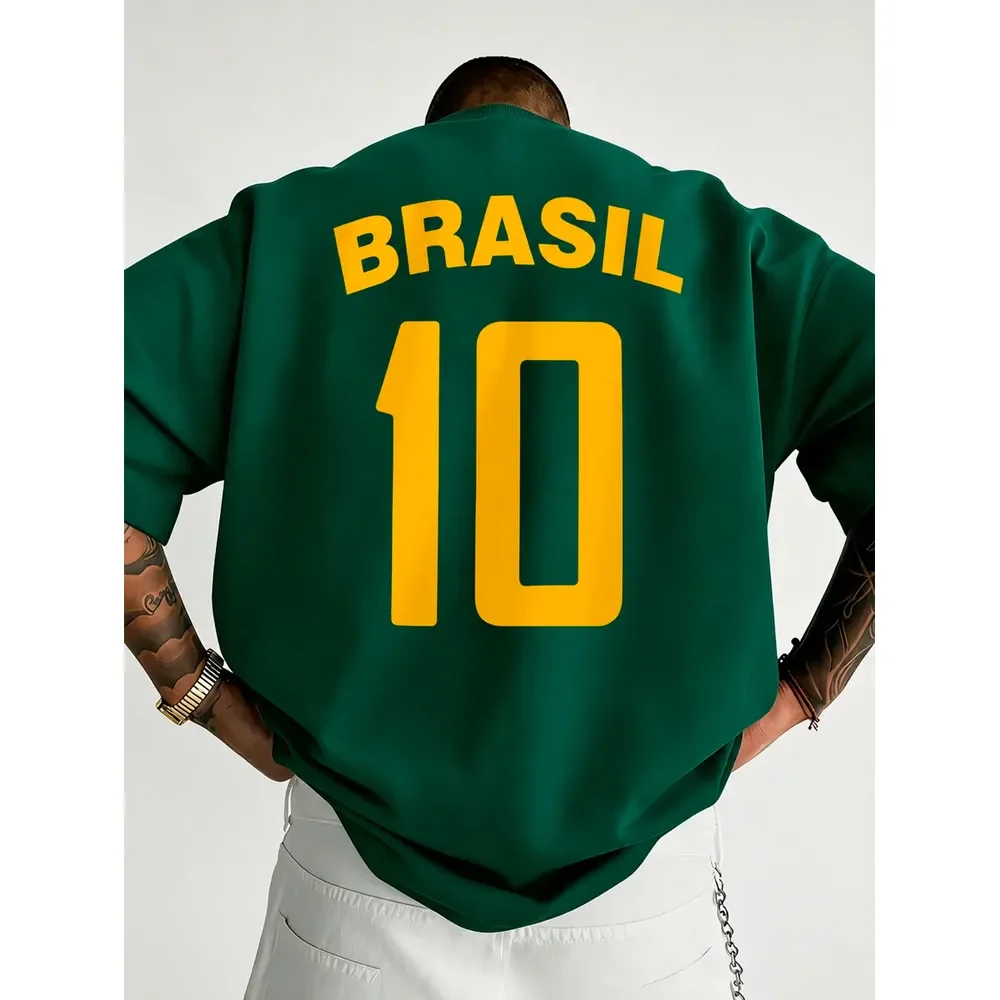 Camiseta Oversized Brasil Camisa Torcida Copa 2026 Hexa Over Verde Militar M
