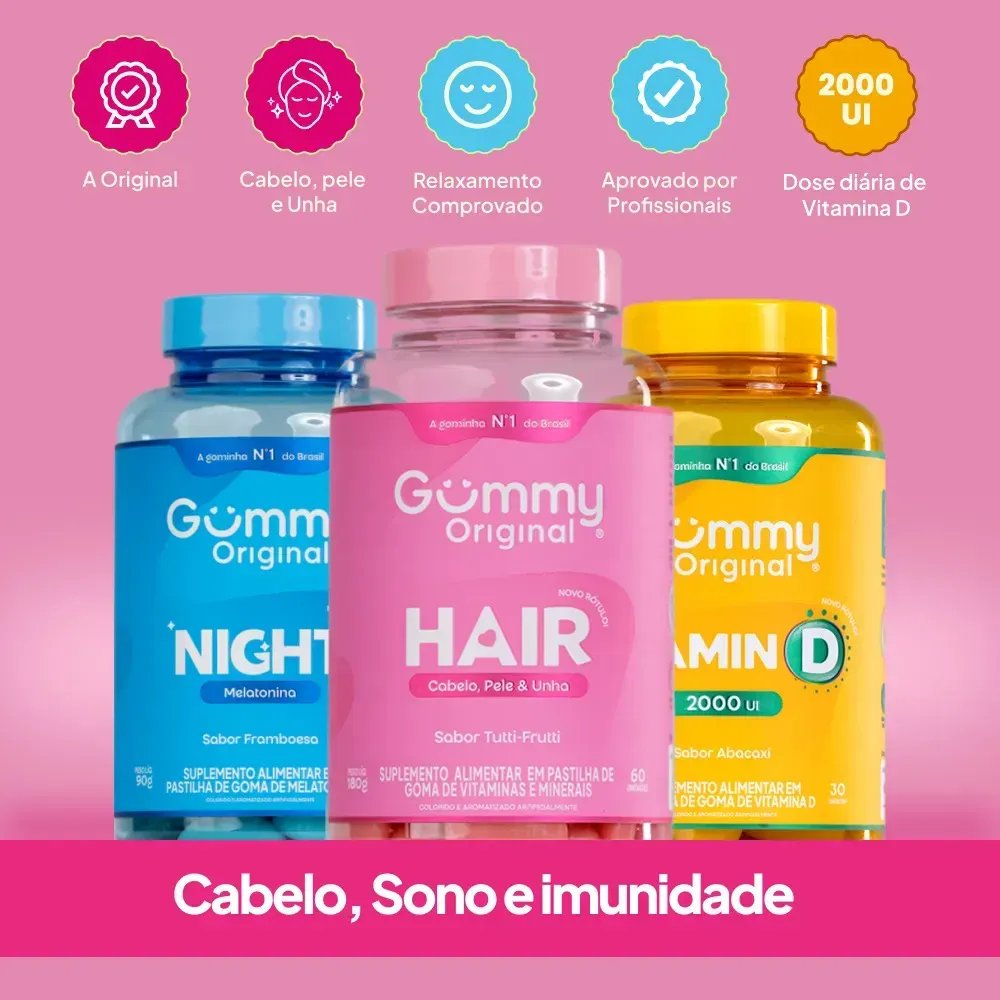 Kit 3 Gummy Original Night + Hair + Vitamina D
