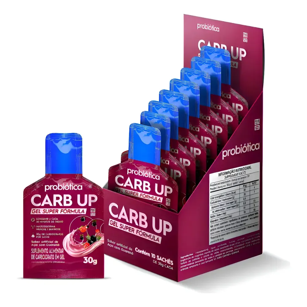 Carb Up Gel Super Forma Probiótica Caixa Com 10 Sasche Açaí Com Guaraná
