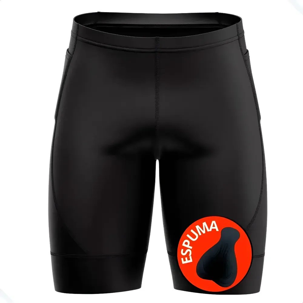 Bermuda Ciclismo Masculina Spinning Bolso Lateral Preta Bike Preto Liso G