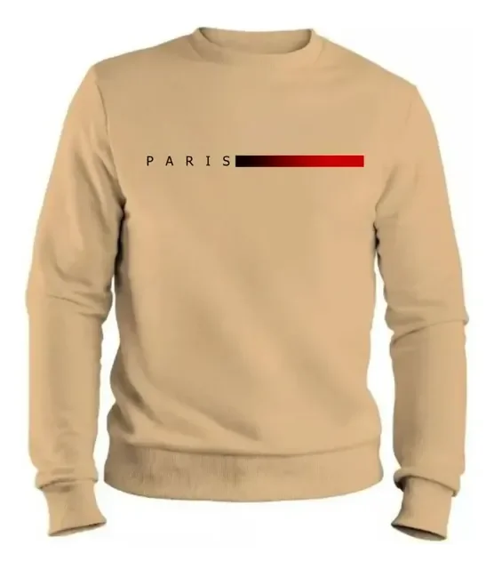 Blusa De Moletom Gola Careca Paris Flanelado Agasalhode Frio