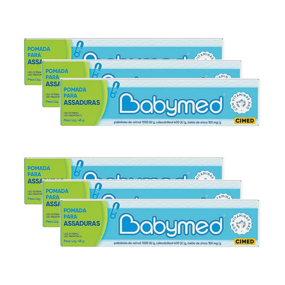 Kit 6 Pomadas Para Prevenção De Assaduras Babymed Azul 45g