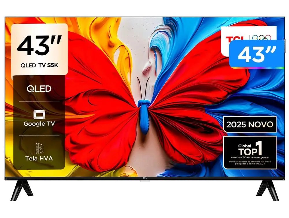 TV 43" TCL Full HD QLED 43S5K Google TV 2 HDMI