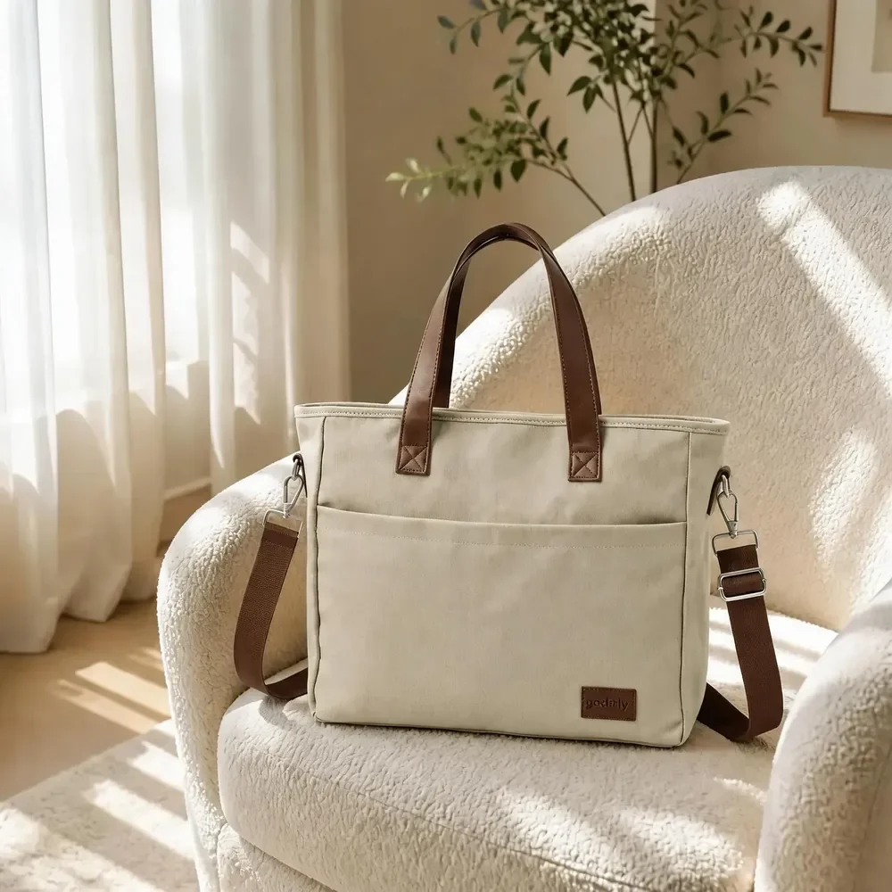 Bolsa Tote Bloom Godaily Leve Moderna Feminina Bege E Caramelo